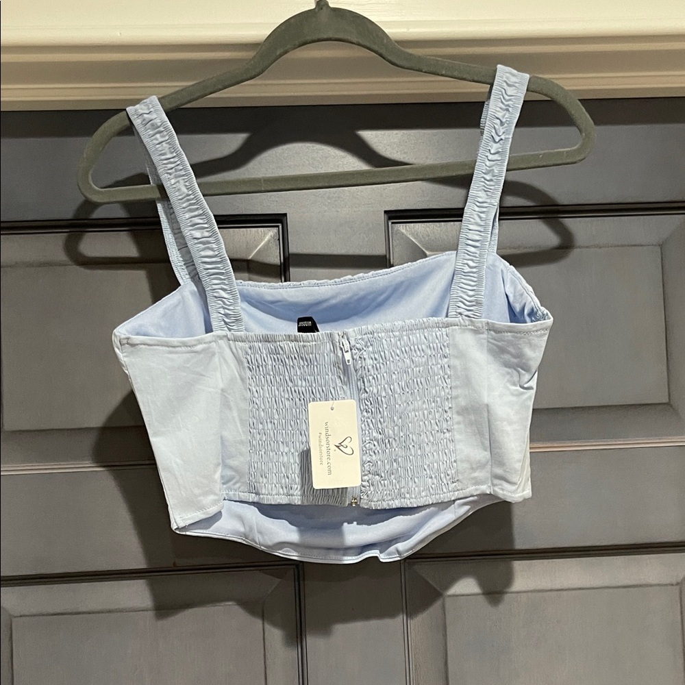 Windsor Classy Cutie Poplin Crop Top L Large NWT zipper - Picture 6 of 9